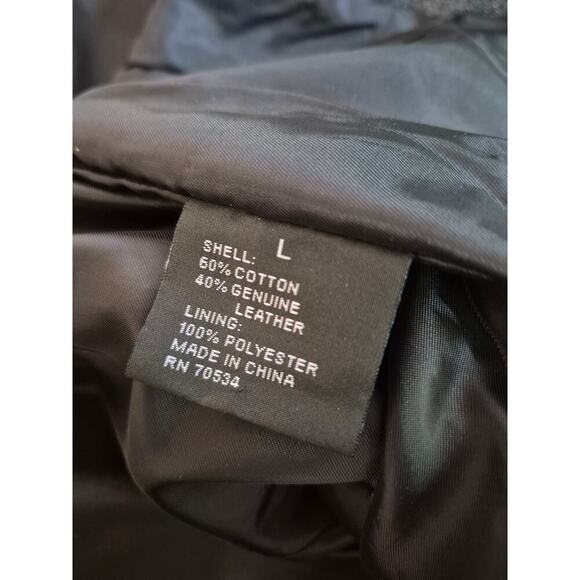 H&D Classic Leather Moto Jacket‎ leather and denim destressed look womens large - Picture 5 of 6